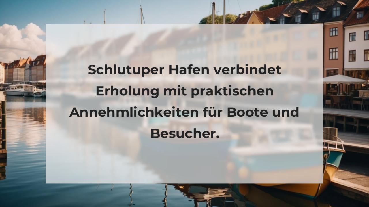 Schlutuper Hafen verbindet Erholung mit praktischen Annehmlichkeiten für Boote und Besucher.